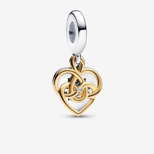Pandora Lab-grown Diamond Engravable Mom Double Dangle Heart Charm
